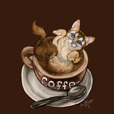 Доброе утро картинки с котом и кофе