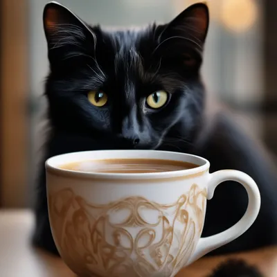 Кот в связанной шляпе с кофе Стоковое Фото - изображение насчитывающей  способ, пластмасса: 123473986