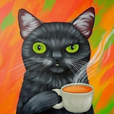 кофе с характерным котом PNG , кофейный кот, персонаж, краска PNG картинки  и пнг PSD рисунок для бесплатной загрузки