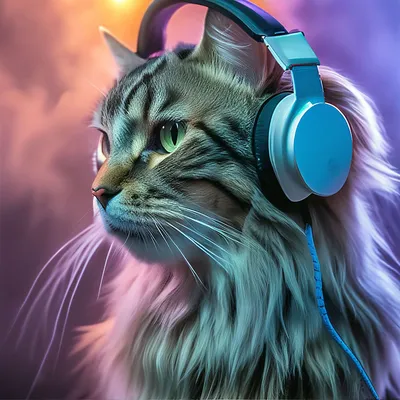 Кот в наушниках с mic стоковое фото. изображение насчитывающей песня -  121653190