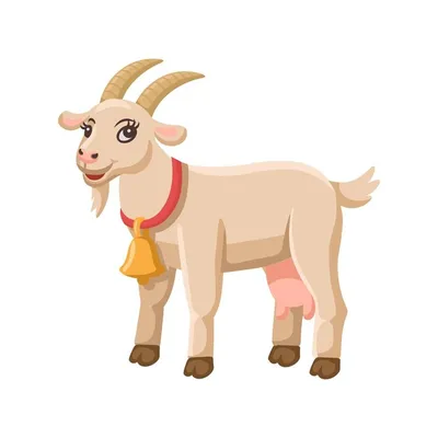 Мультяшная коза для детей сельскохозяйственные животныевекторная  иллюстрация | Премиум векторы