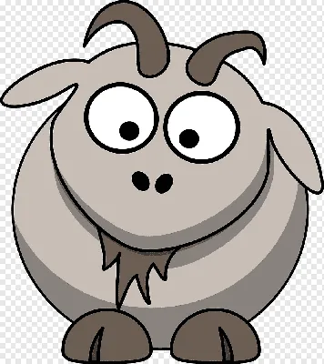Милая и счастливая коза с широко открытыми глазами в мультяшном стиле |  Премиум Фото
