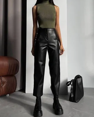 Модные кожаные брюки 2023: какие кожаные брюки в тренде. От черных до ярких.