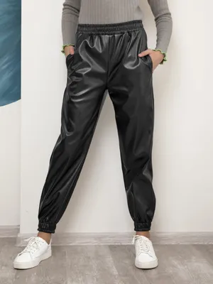 Серые кожаные брюки джоггеры 76465 за 240 грн: купить из коллекции Sweetie  - issaplus.com
