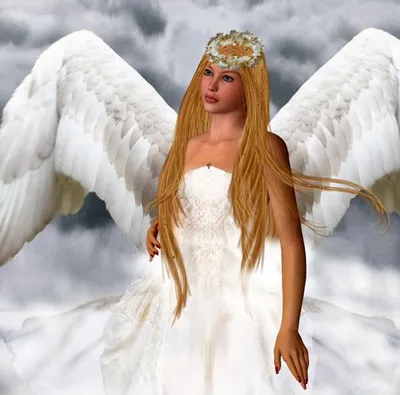 Красивый ангел с красными волосами и белыми крыльями — Рисунки на аву