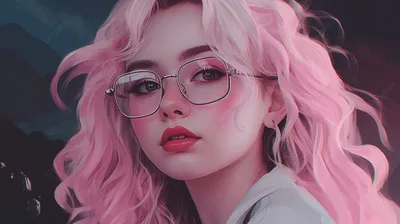 красивая девушка с розовыми волосами и в очках, эстетика идеи фото профиля,  эстетическая презентация, красивый фон картинки и Фото для бесплатной  загрузки