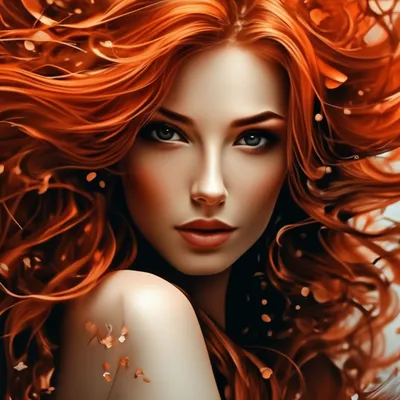 Женщина очень красивая с рыжими …» — создано в Шедевруме