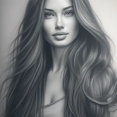 Красивая женщина со здоровыми длинными волосами на белом фоне :: Стоковая  фотография :: Pixel-Shot Studio