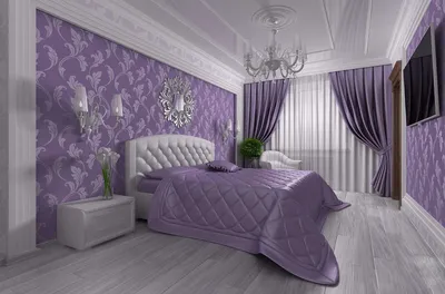 Сиреневый Цвет В Интерьере: 210+ (Фото) Сочетаемости Дизайна | Спальня в  фиолетовых тонах, Красивые спальни, Фиолетовые спальни