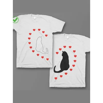 Купить Красивые парные футболки с надписями/для влюбленных с принтом  Влюбленные коты за 711 р. в Москве | LaNord