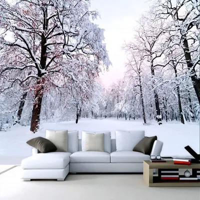 3D Настенные обои на заказ, красивый зимний Снежный пейзаж, настенная  живопись, гостиная, задний фон для телевизора, современный простой 3D  домашний декор | AliExpress