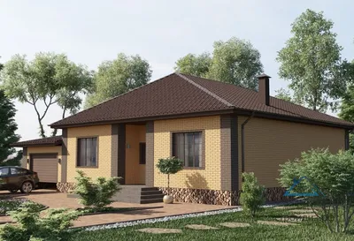 Проект одноэтажного дома с крыльцом и гаражом 04-06 🏠 | СтройДизайн