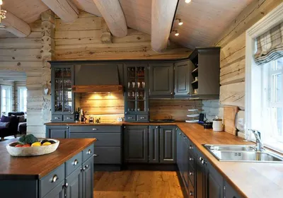 Кухни в деревянный дом фото фотографии