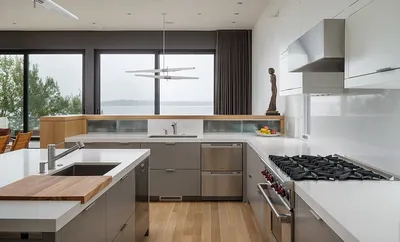 Красивые кухни-гостиные в стиле хай-тек – 135 лучших фото дизайна интерьера  кухни | Houzz Россия
