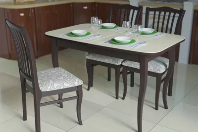 Каталог обеденных столов | Купить раздвижной кухонный стол KN 12M,  столешница прямоугольной формы из белого ударопрочного стекла, подстолье бук