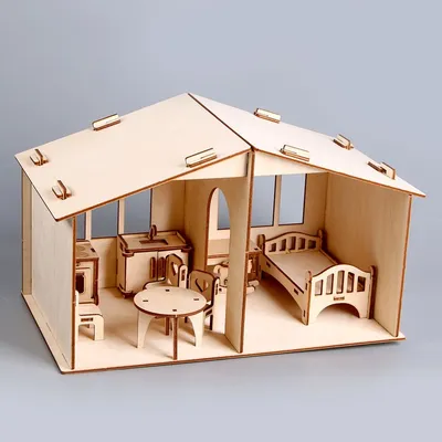 Кукольный домик РАПСОДИЯ трёхэтажный M-WOOD - деревянный конструктор,  сборная модель, подходит для игры с куклами Barbie,