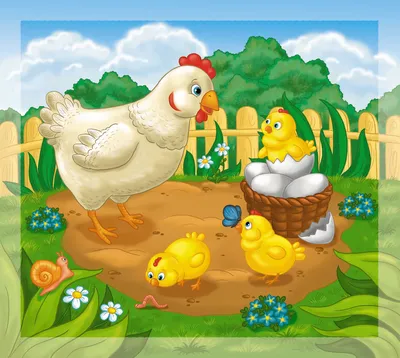 Пазл «Курочка и цыплята» из 20 элементов | Собрать онлайн пазл №85128  бесплатно