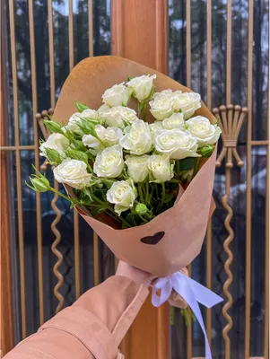 Яркие кустовые пионовидные розы \"Rovena\"с голубым оксипеталумом по цене  4390 руб - купить в Москве с доставкой