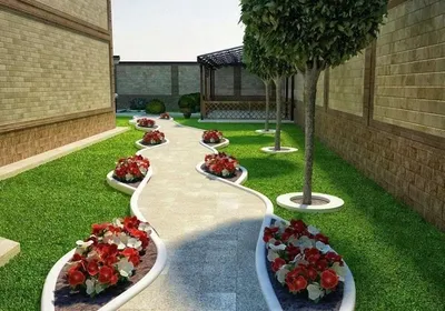 Дизайн двора частного дома | Outdoor gardens design, Front garden  landscape, Backyard landscaping designs