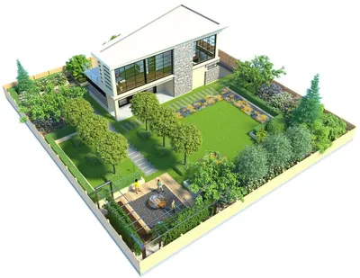 Участок на 4 сотки: планировка и фото удачных примеров дизайна садового  участка | Идеи для садового дизайна, Планы садового дизайна, Озеленение  фасада