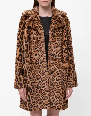 Леопардовая куртка (эко пух) - артикул B040536, цвет RATTAN-BLACK PRINTED -  купить по цене 9671 руб. в интернет-магазине Baon