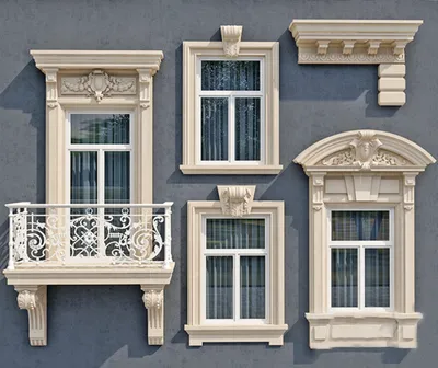 Фасадный декор - фасадные молдинги, наличники (120)|Int-Deco