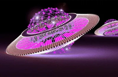 3D Визуализации Летающие Тарелки НЛО На Фоне Ночи Фотография, картинки,  изображения и сток-фотография без роялти. Image 10704749