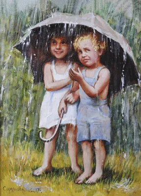 Летний дождь | I love rain, Rainbow rain, Umbrella art