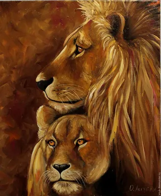 Львица и лев обнимаются, зажмурены, …» — создано в Шедевруме
