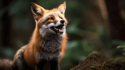 изображение лисы с открытым ртом в лесу, лающая лиса, Hd фотография фото,  лиса фон картинки и Фото для бесплатной загрузки