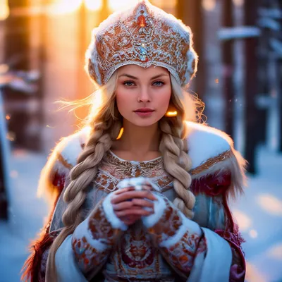 Снегурочка, славянское лицо, светлые …» — создано в Шедевруме