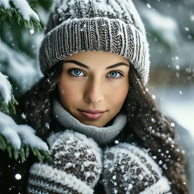 Портрет зимы молодой красивой женщины замораживания и на ее лицо с  шерстяным шарф на идет снег зимний день на открытом воздухе. Вз Стоковое  Изображение - изображение насчитывающей замерзать, перчатка: 207869533
