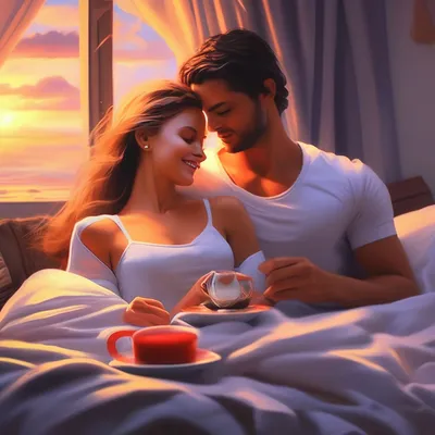 Доброе утро, любовь моя. Симпатичная карточка на День Святого Валентина  Вкусный завтрак Стоковое Фото - изображение насчитывающей хорошо, питье:  162744540