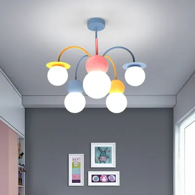Скандинавская разноцветная Люстра для детей, лампа в спальню, для детской  комнаты, креативная светодиодная комнатная лампа, 3 цветовых температуры |  AliExpress