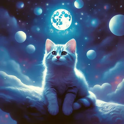 Картина по номерам Strateg ПРЕМИУМ Лунный кот размером 40х50 см (GS367)
