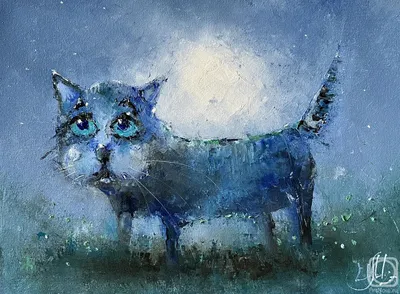 картина лунный кот — купить в Красноярске. Картины, рисунки на  интернет-аукционе Au.ru