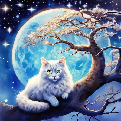 Картина на холсте \"Лунный кот\"