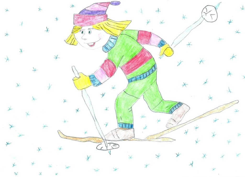 Лыжник 3 класс. Рисование лыжник. Рисование с детьми лыжник. Рисование лыжи. Детские рисунки лыжников.