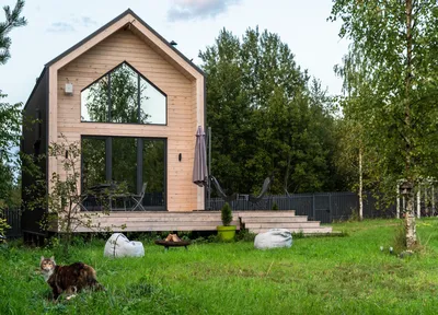 Маленький модульный дом в лесу пригодный для постоянного проживания