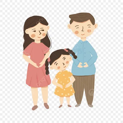 Мама и папа маленькая девочка семейный портрет мультфильм элемент PNG ,  семейный клипарт, отец, Мама PNG картинки и пнг PSD рисунок для бесплатной  загрузки