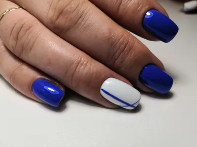 Синий маникюр 2023-2024 [128 фото] — идеи синего дизайна ногтей