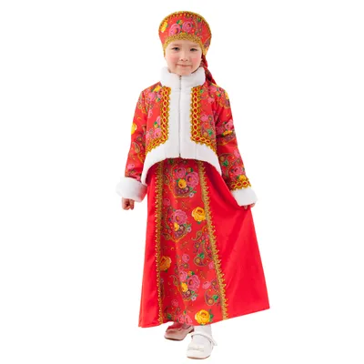 Купить детский красный костюм Масленица 1058 к-20 сарафан с кокошником и  платком для девочки в интернет магазине