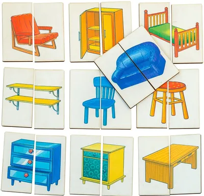 Деревянные разрезные картинки-половинки Smile Decor \"Мебель\", развивающий  пазл для малышей - купить с доставкой по выгодным ценам в интернет-магазине  OZON (216949865)