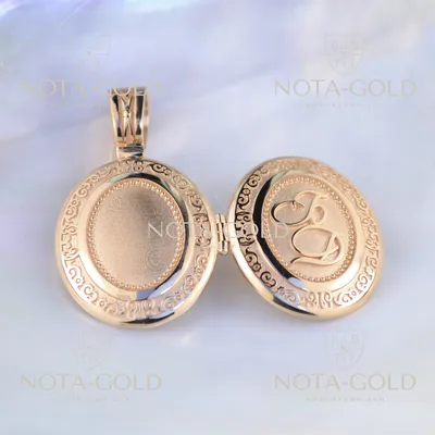 Кулон-медальон для фото из красного золота с узором (Вес: 20,5 гр.) |  Купить в Москве - Nota-Gold