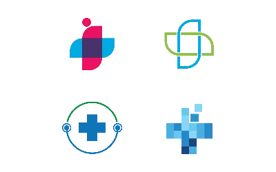 Уход медицинский логотип с крестом значки - TemplateMonster
