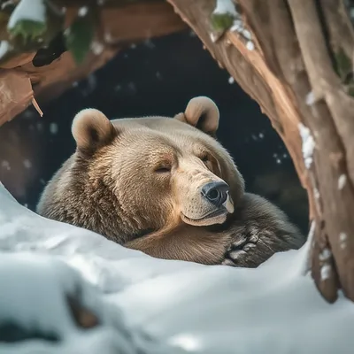 Большой бурый медведь спит в …» — создано в Шедевруме
