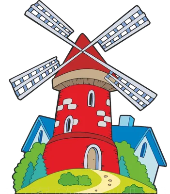 Cartoon windmill with a fence Stock Illustration by ©ilterriorm #93504742