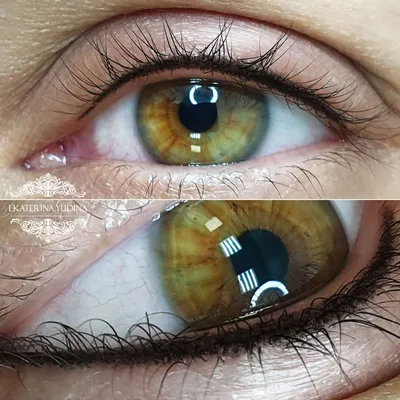 Уникальный межресничный татуаж глаз с растушевкой на фото