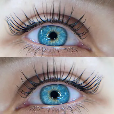 Фотография перед и после процедуры межресничного татуажа глаз