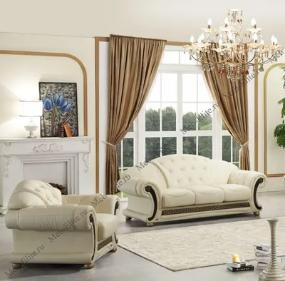 Мягкая мебель 3+1+1 белая (диван 3 местный с двумя креслами) выставочный  образец — купить со склада в интернет магазине мебели